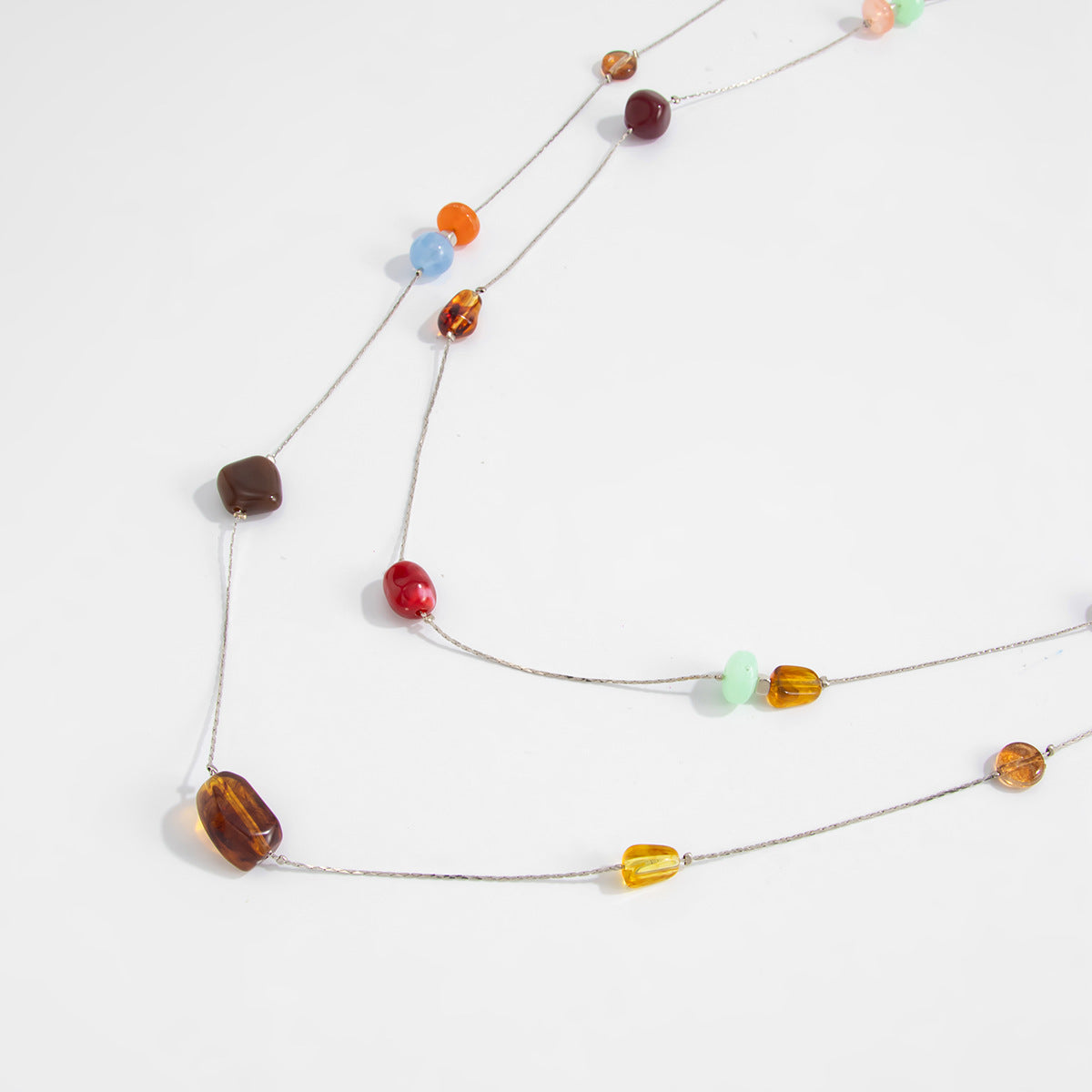 Irregular Resin Charm Waist Chain — silver body chain, view 6