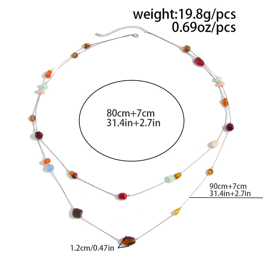 Irregular Resin Charm Waist Chain — silver body chain, view 7