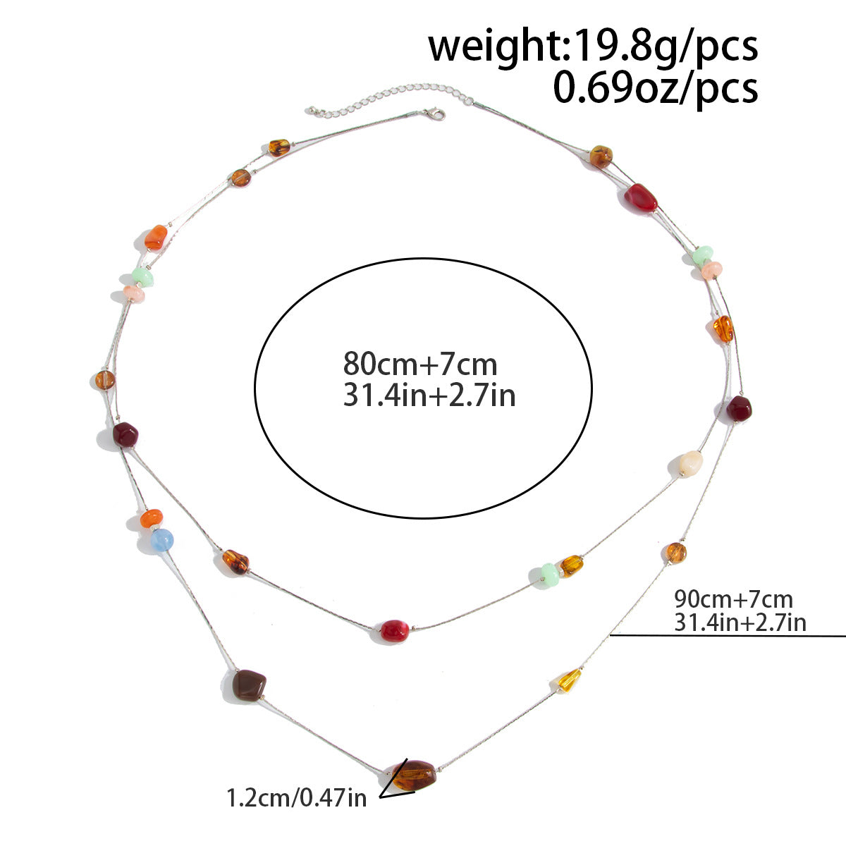 Irregular Resin Charm Waist Chain — silver body chain, view 7
