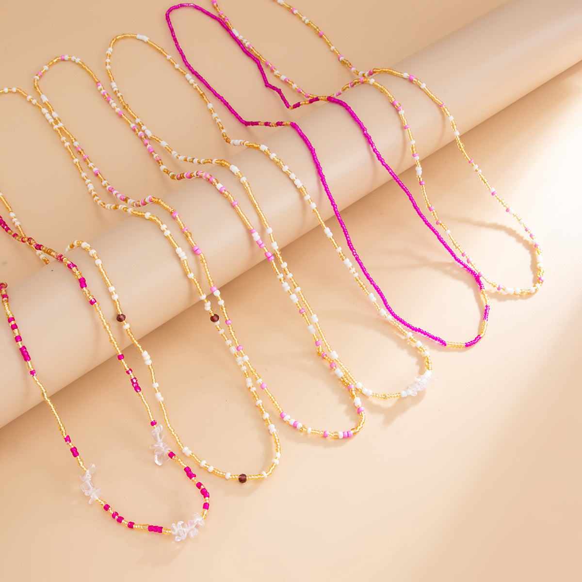 Stretchy Multi-Layered Waist Chain — pink body chain, view 4