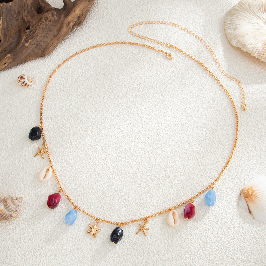 Resin Pendant Shell Waist Chain — gold body chain, view 6