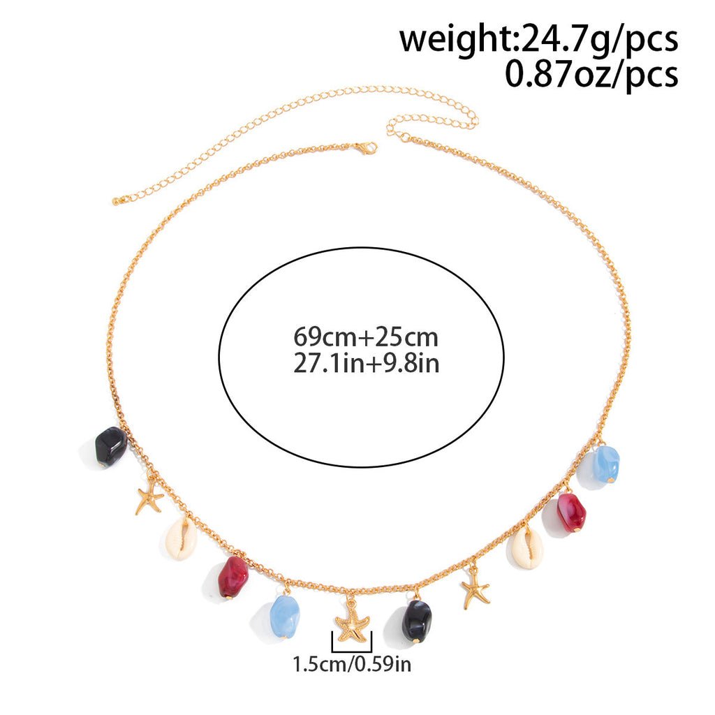 Resin Pendant Shell Waist Chain — gold body chain, view 7