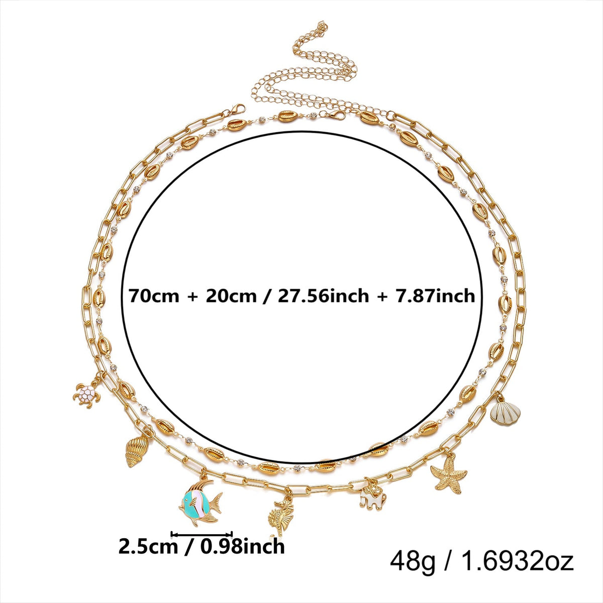 Layered Starfish Shell Waist Chain — gold body chain, view 13