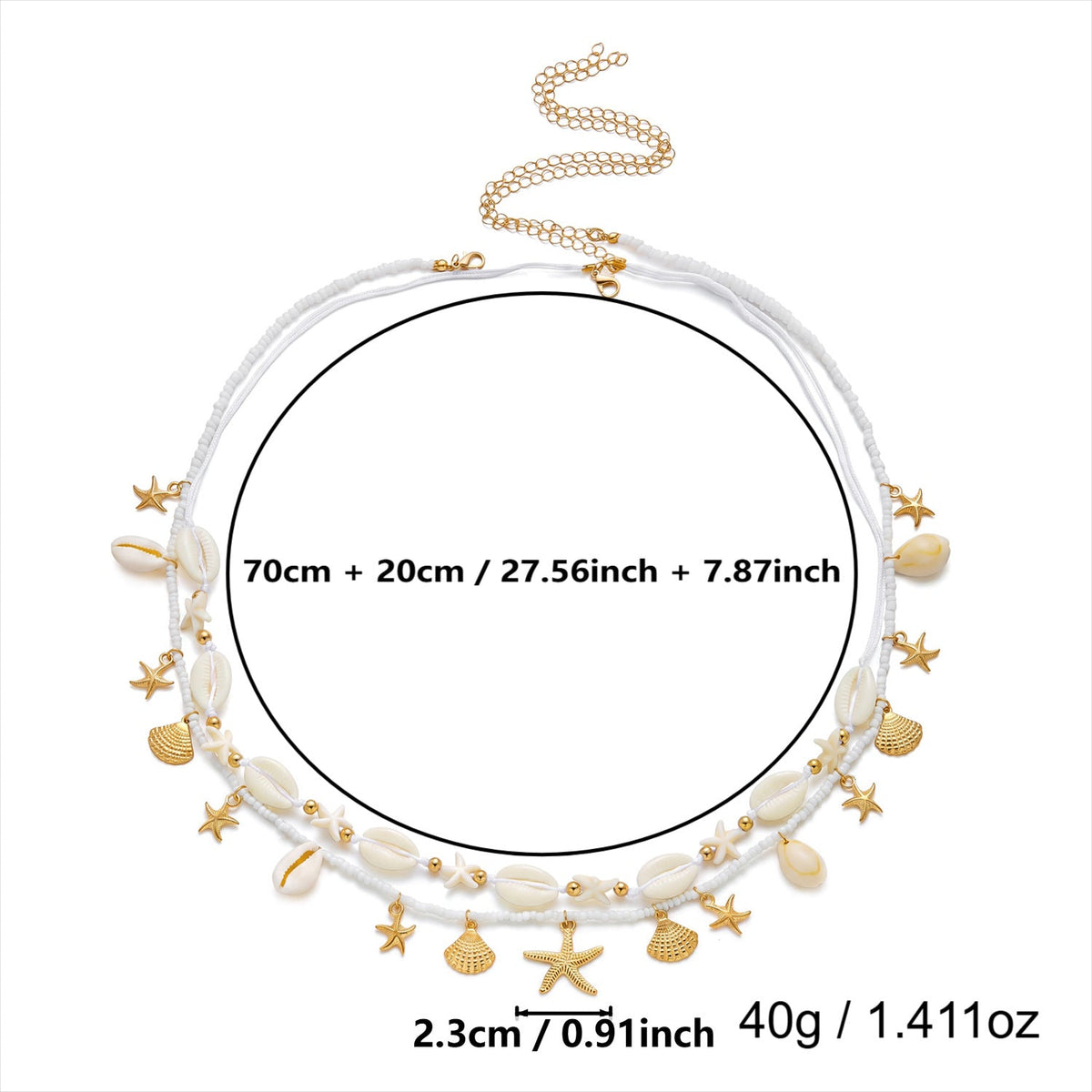Layered Starfish Shell Waist Chain — gold body chain, view 15