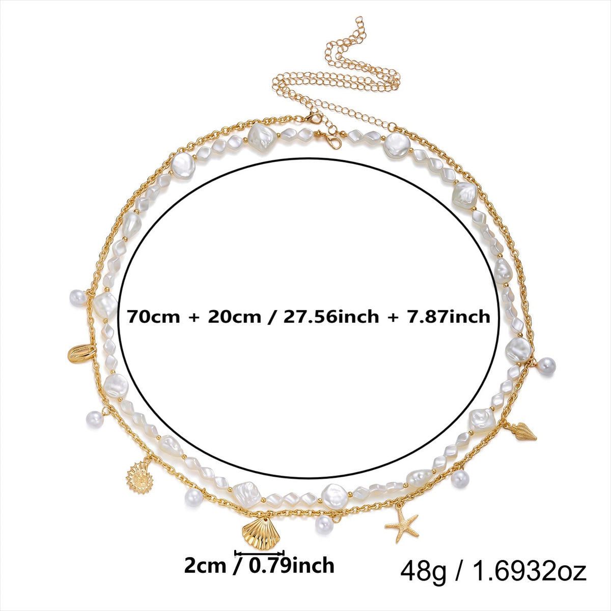 Layered Starfish Shell Waist Chain — gold body chain, view 16
