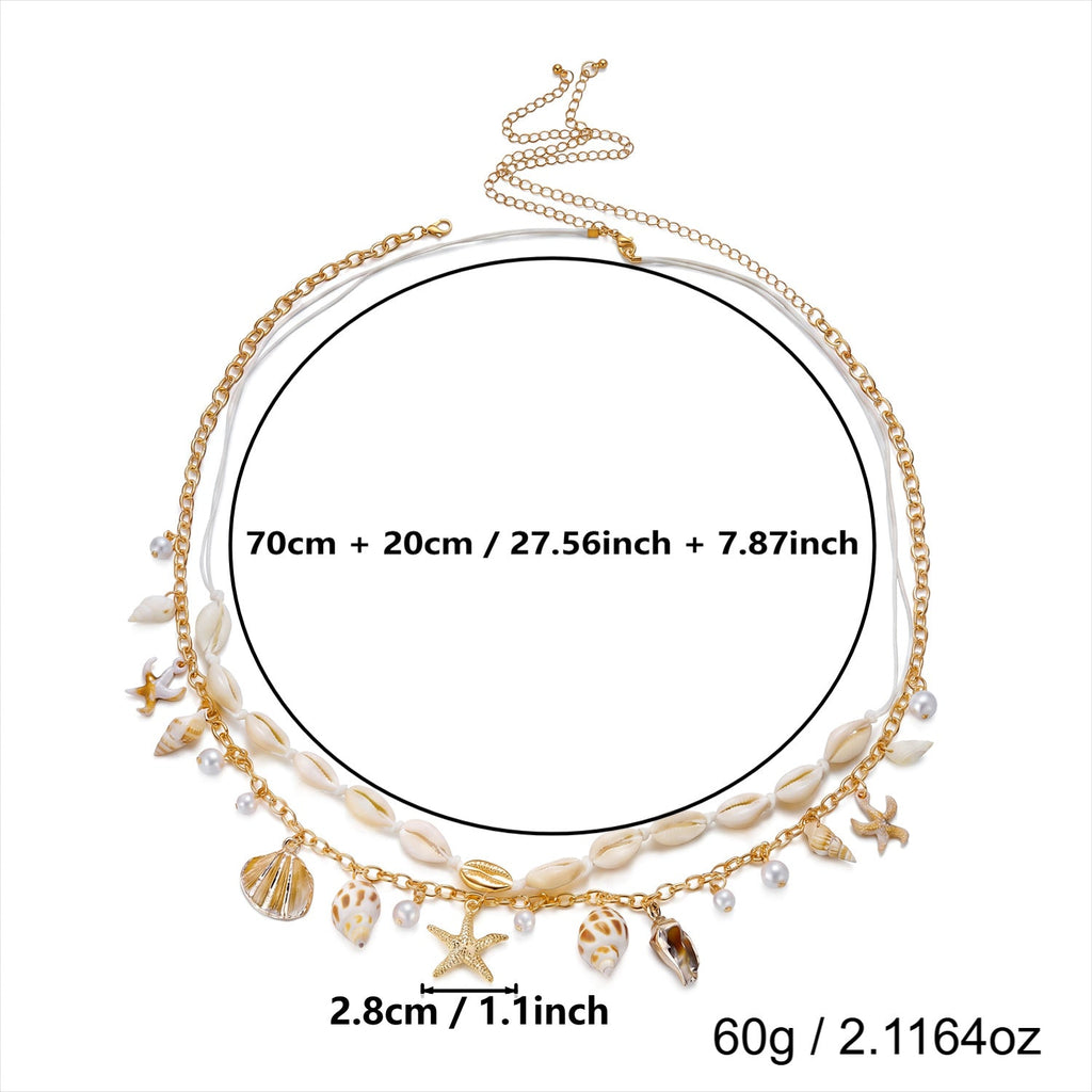 Layered Starfish Shell Waist Chain — gold body chain, view 17