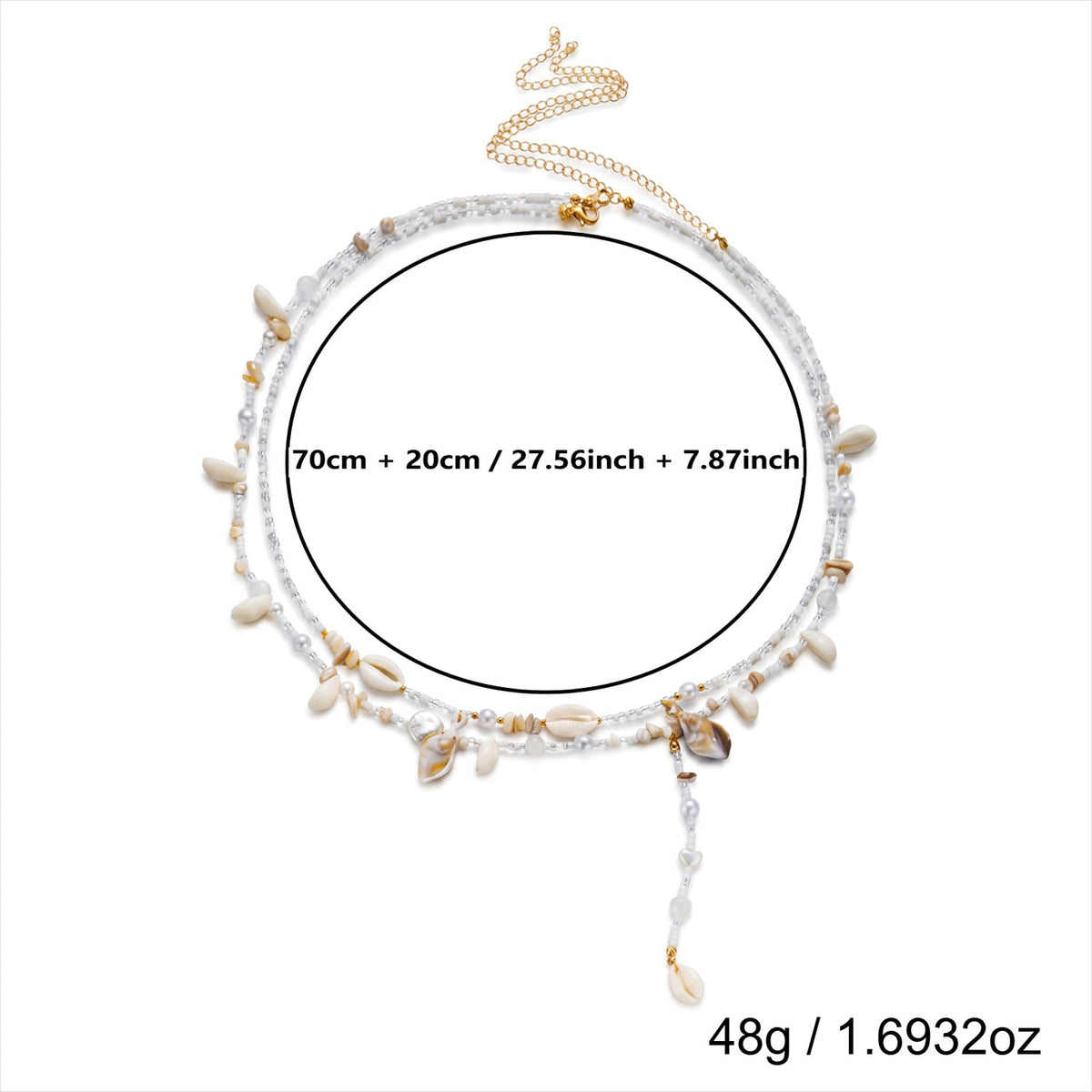 Layered Starfish Shell Waist Chain — gold body chain, view 18