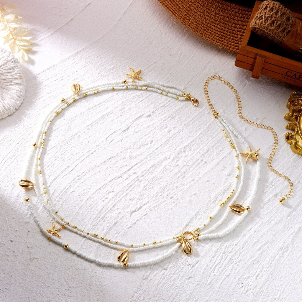 Multi-Layer Starfish Shell Waist Chain — gold body chain, view 6