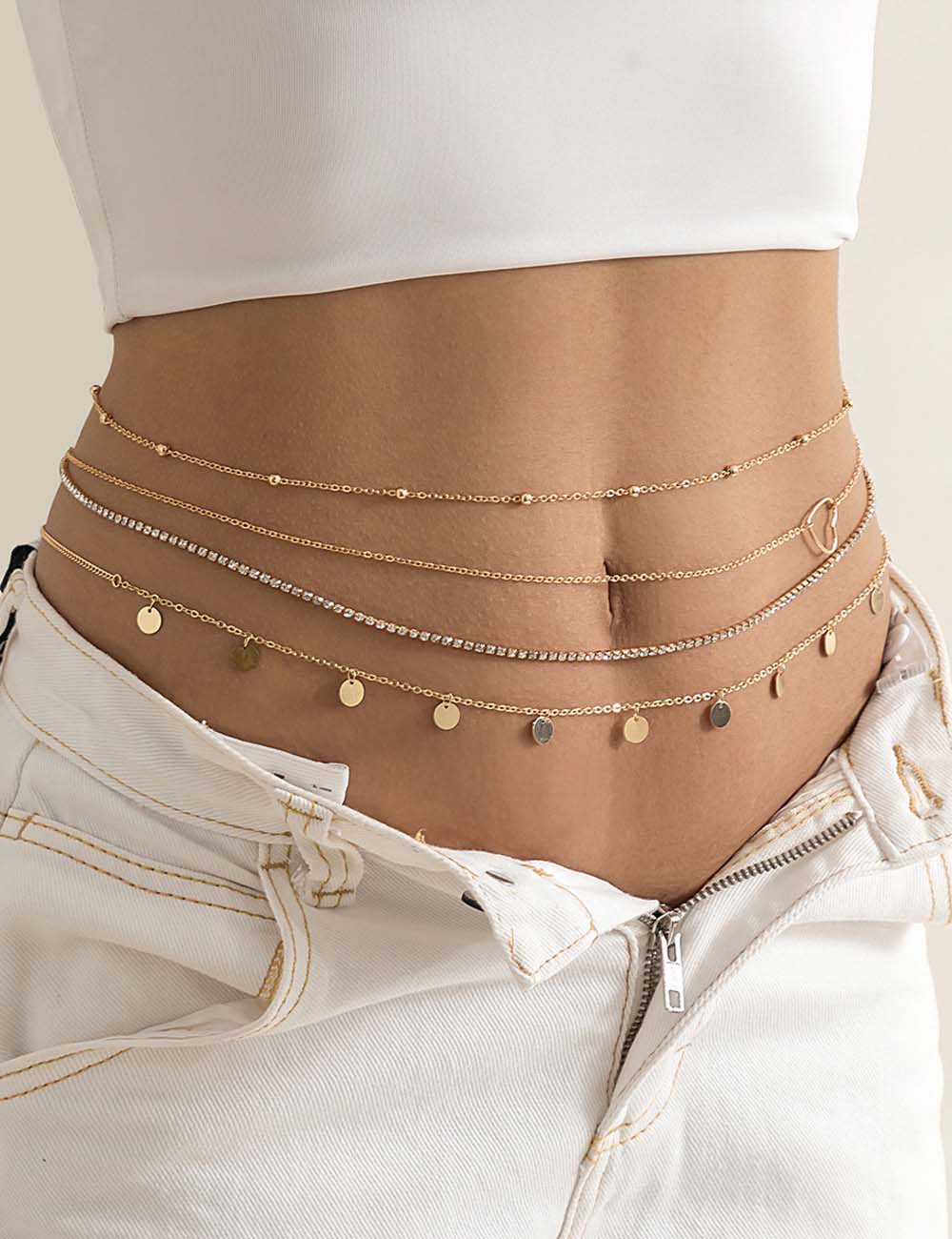 Zirconia Disc Tassel Waist Chain — body chain