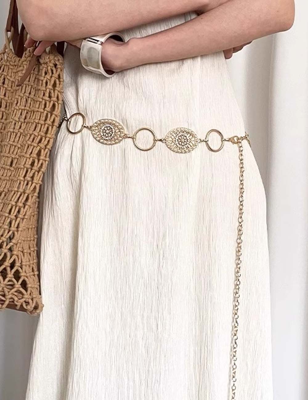 Flower Cutout Circle Waist Chain — body chain