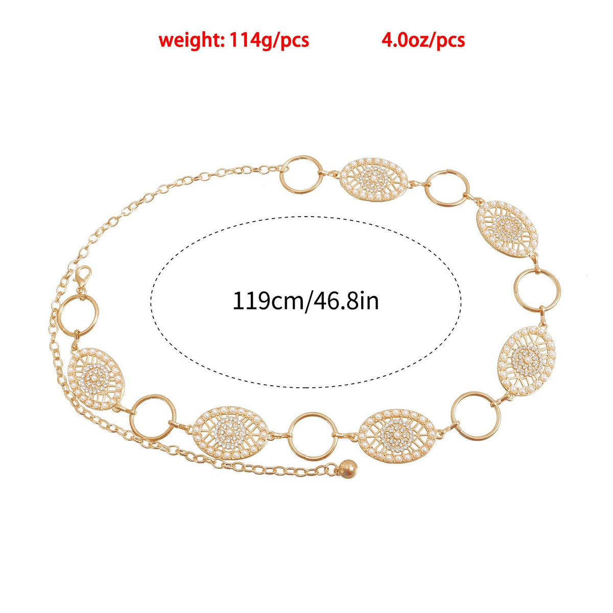 Flower Cutout Circle Waist Chain — body chain, view 5