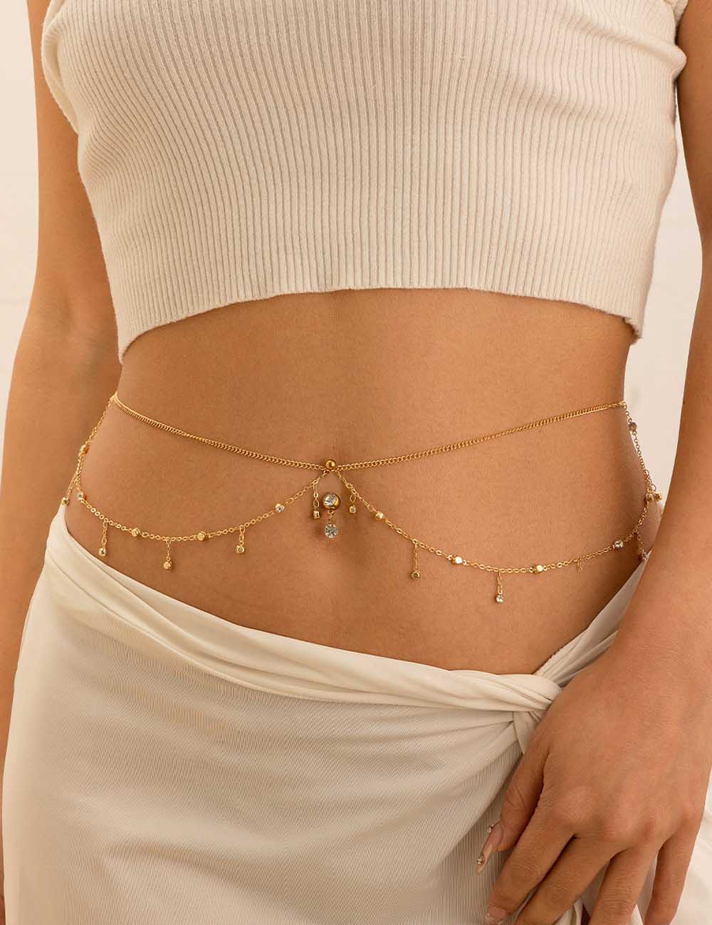 Rhinestone Tassel Waist Chain — body chain