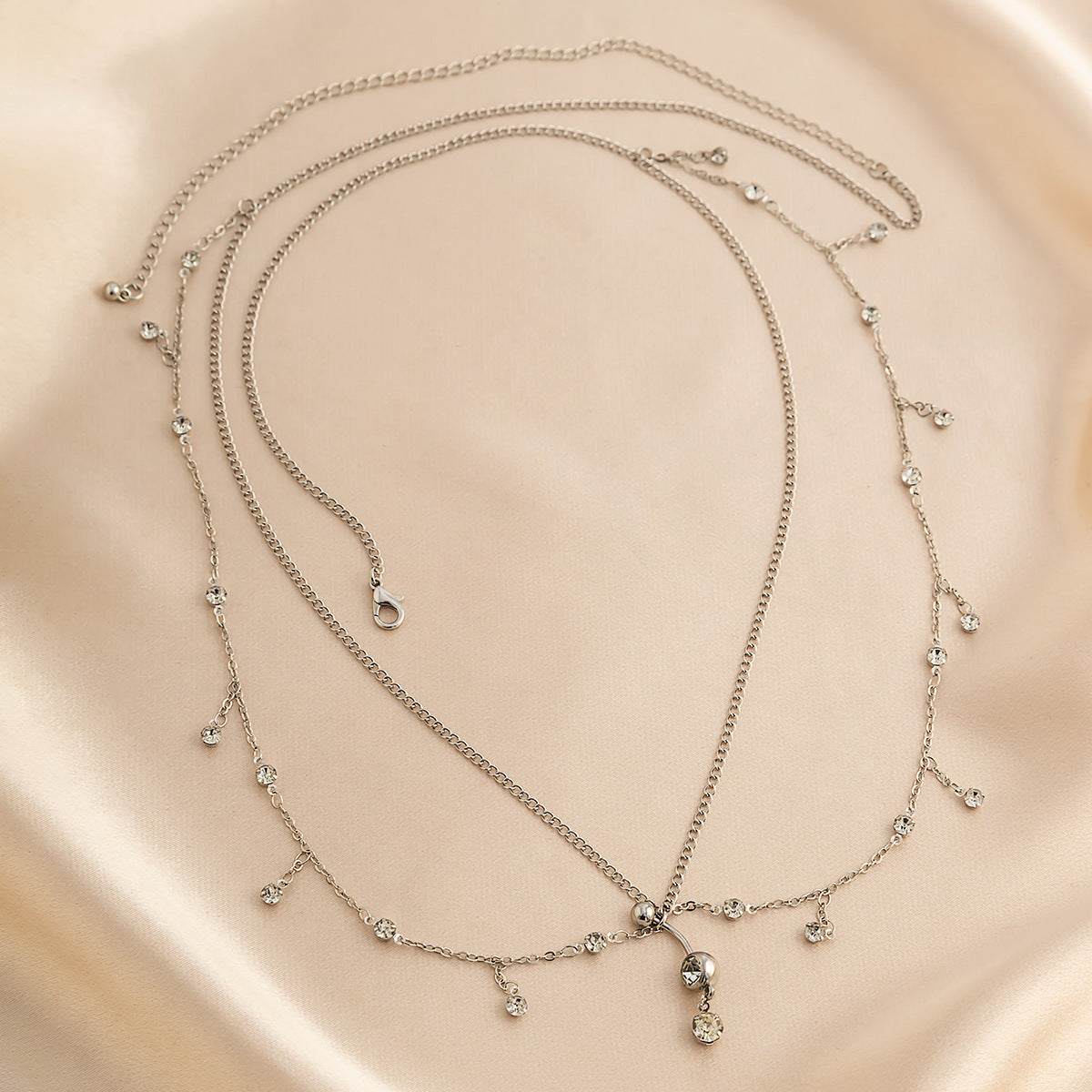Rhinestone Tassel Waist Chain — body chain, view 5