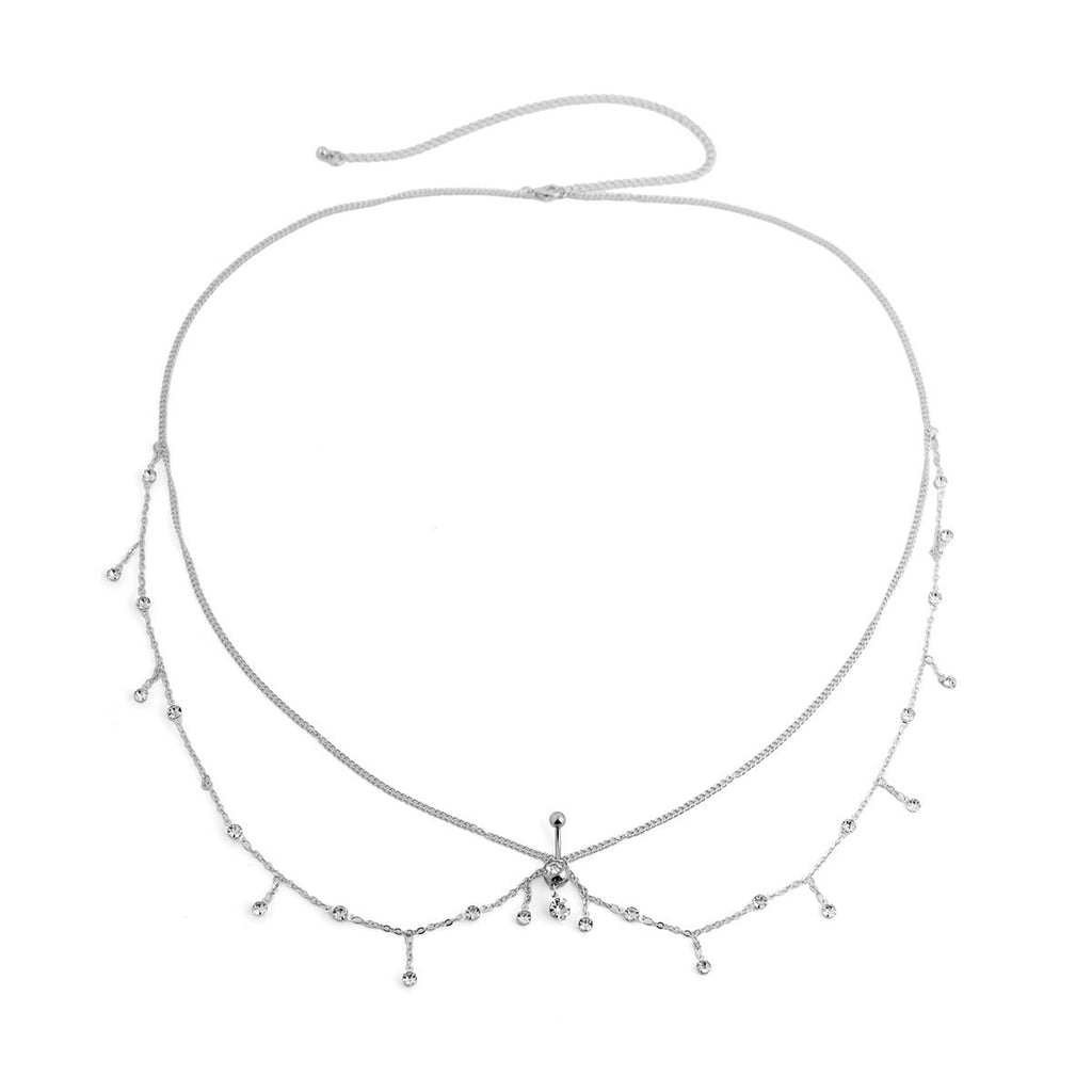Rhinestone Tassel Waist Chain — body chain, view 6