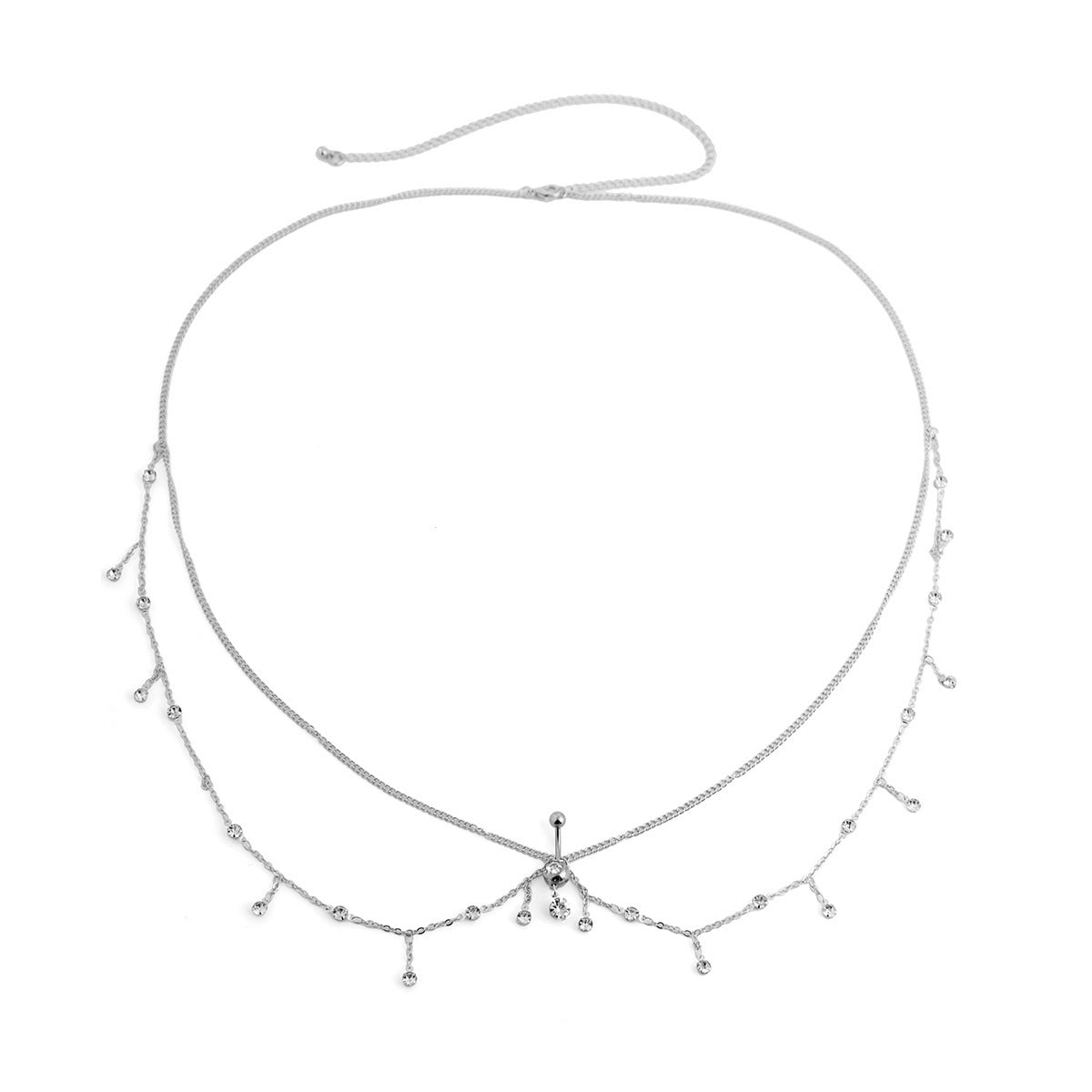Rhinestone Tassel Waist Chain — body chain, view 6