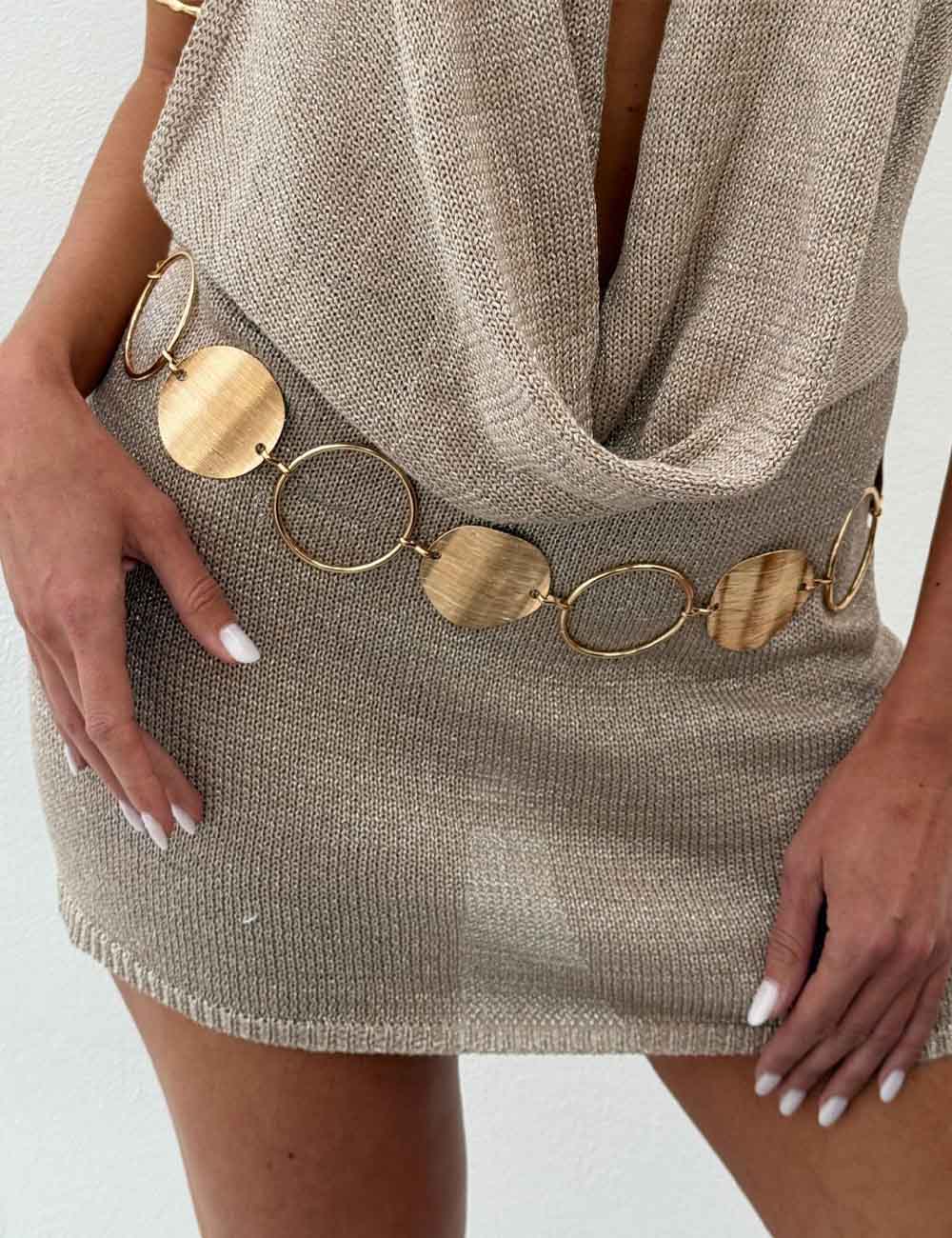 Round Disc Link Waist Chain — body chain