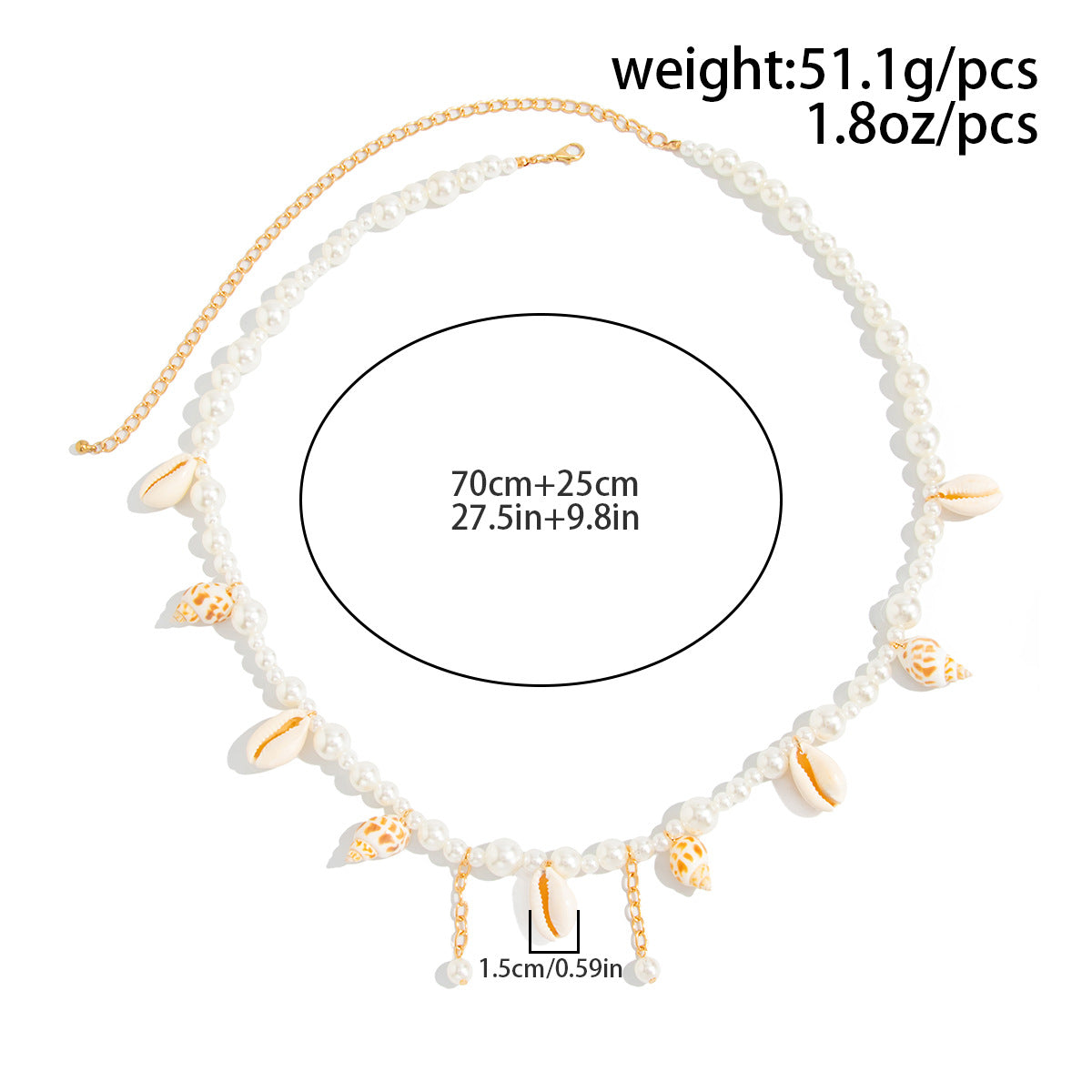 Beaded Shell and Starfish Waist Chain — gold body chain, view 6