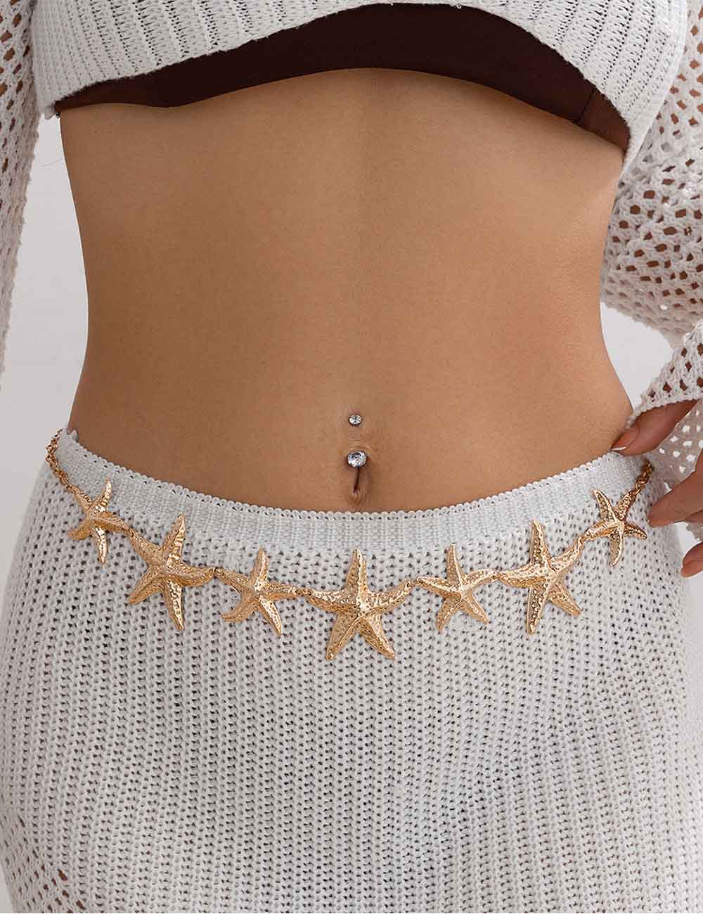 Flower Shell Charm Waist Chain — body chain