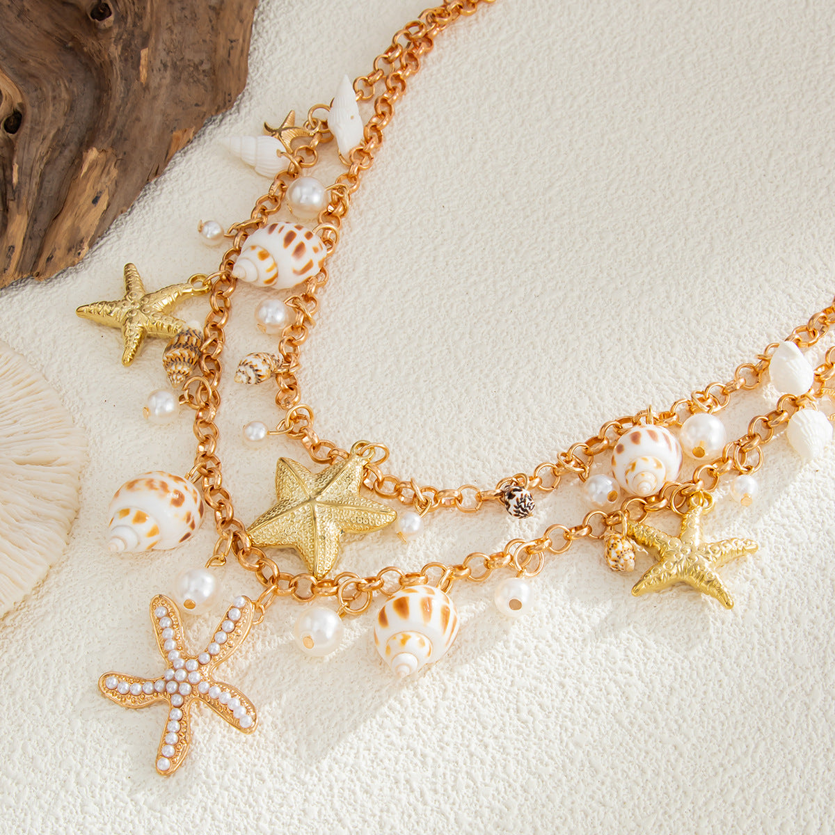 Gold-Tone Starfish Shell Waist Chain — gold body chain, view 7