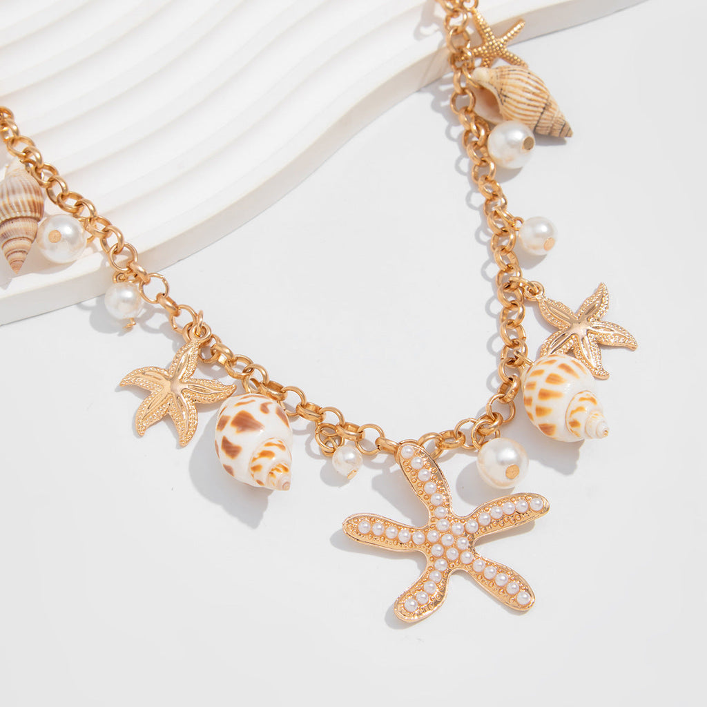 Gold-Tone Starfish Shell Waist Chain — gold body chain, view 9