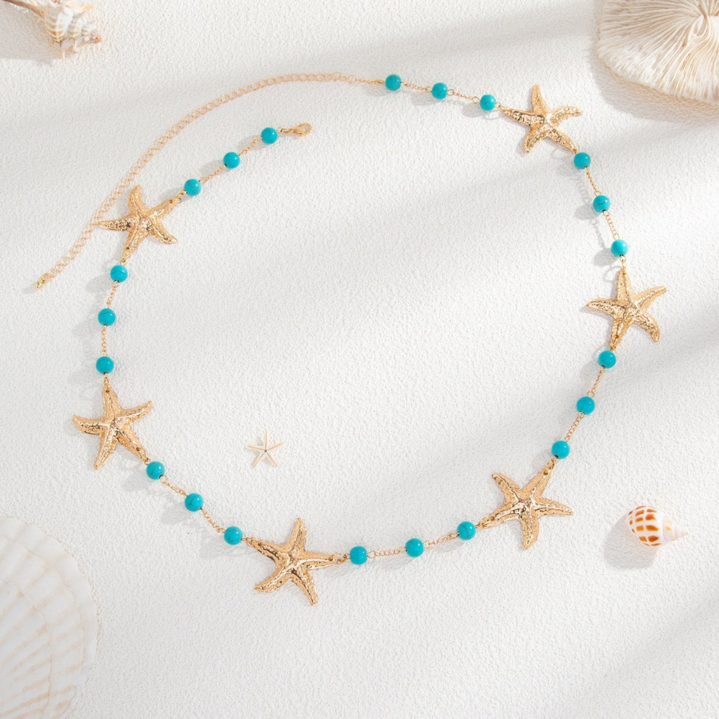 Starfish Charm Link Waist Chain — gold body chain, view 4
