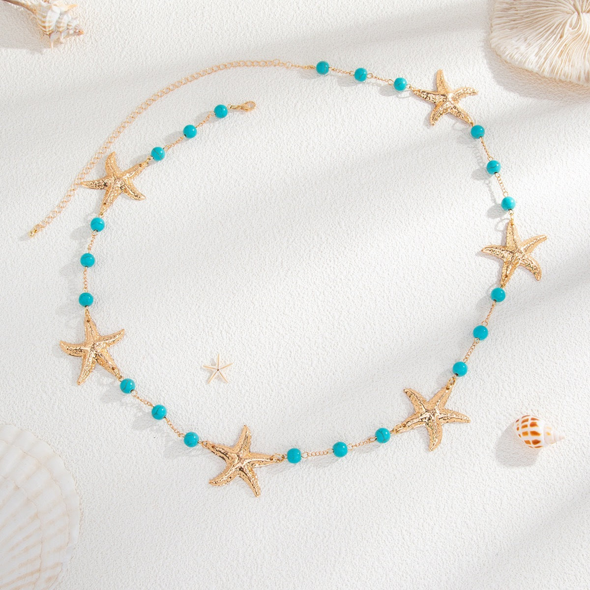 Starfish Charm Link Waist Chain — gold body chain, view 4