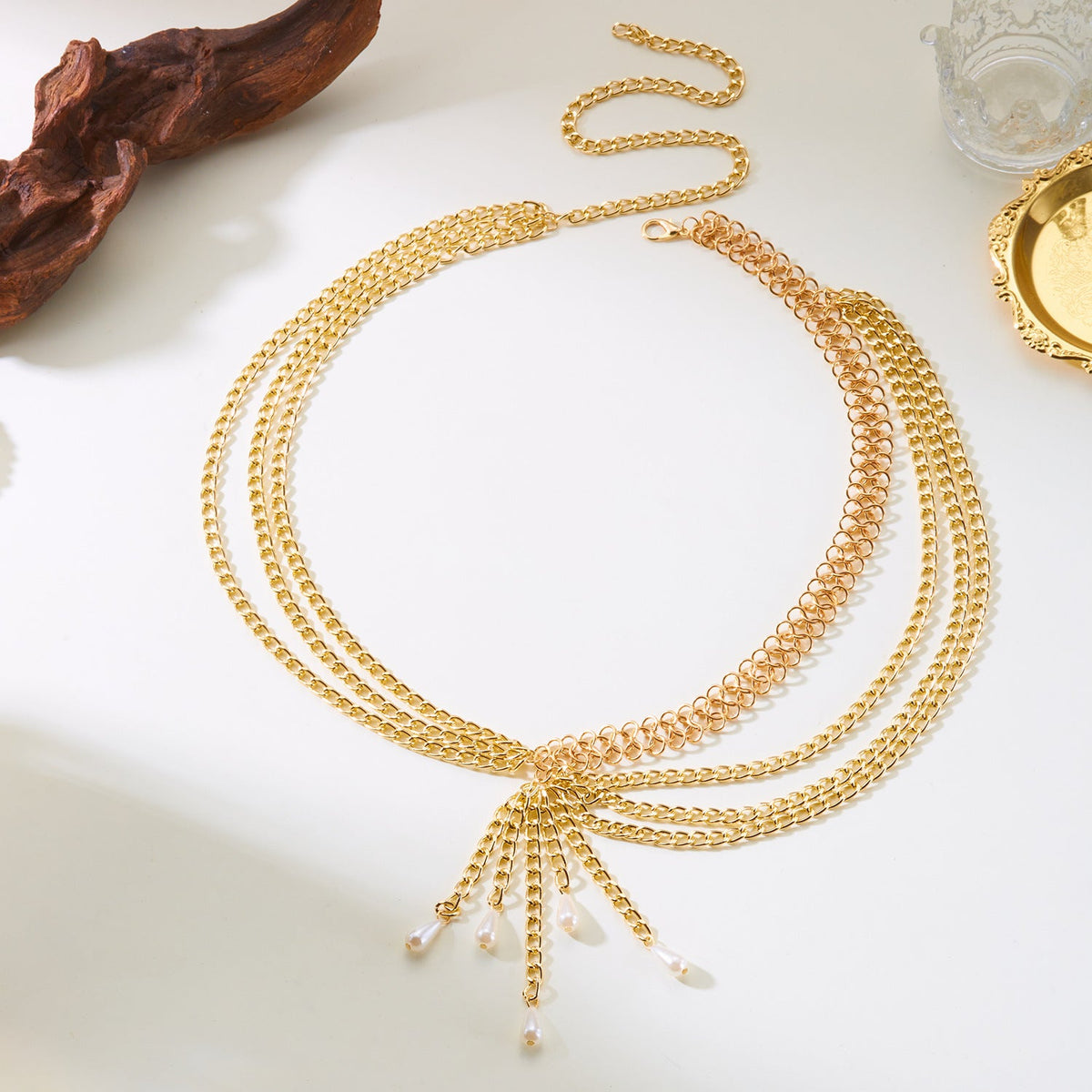 Layered Gold-Tone Waist Chain — gold body chain, view 4