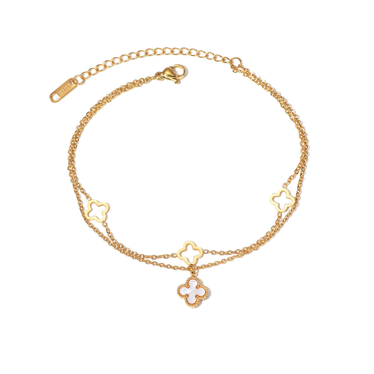 Four Leaf Clover Layered Anklet — anklet, view 2