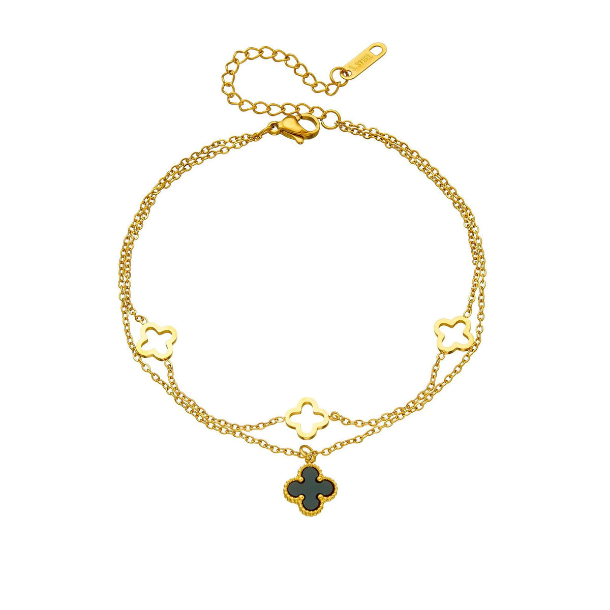 Four Leaf Clover Layered Anklet — anklet, view 5