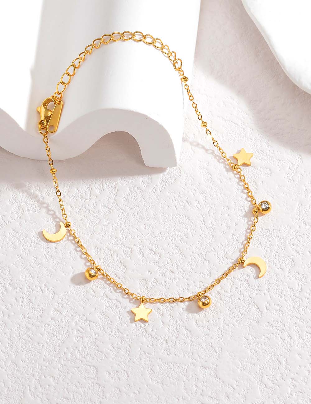 Star and Moon Adjustable Anklet — anklet