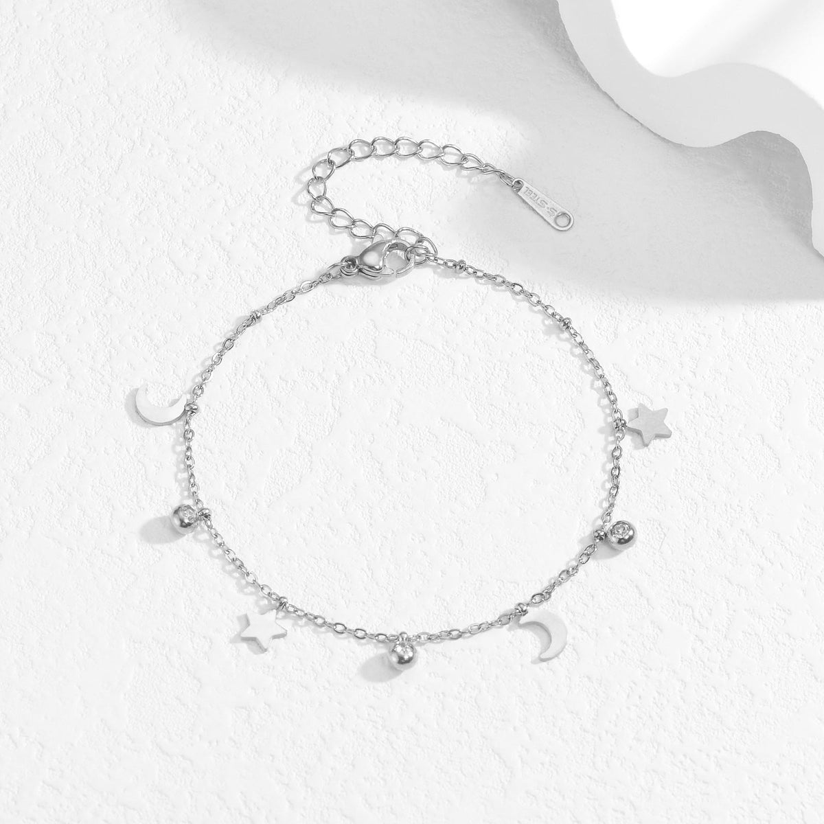 Star and Moon Adjustable Anklet — anklet, view 4
