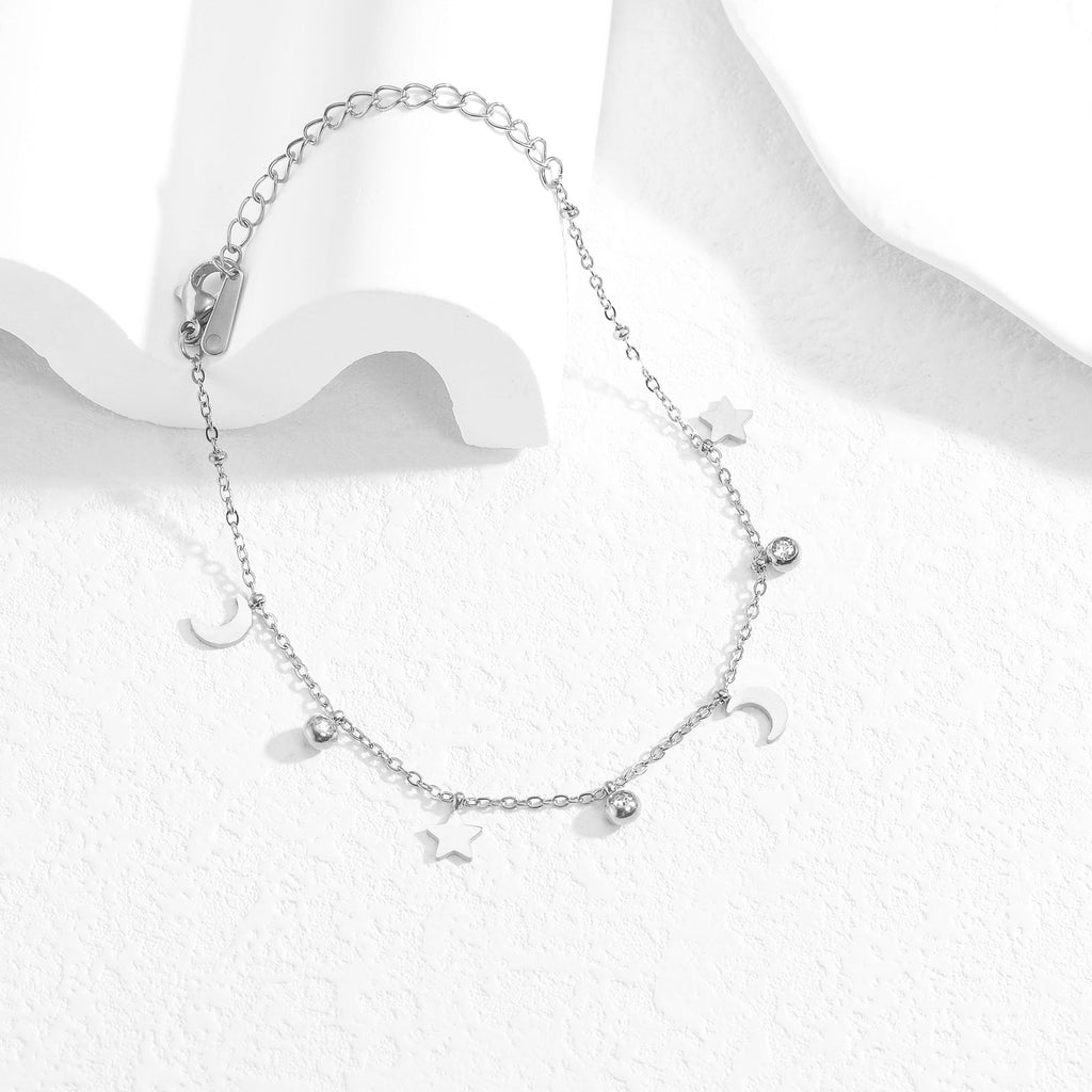 Star and Moon Adjustable Anklet — anklet, view 5