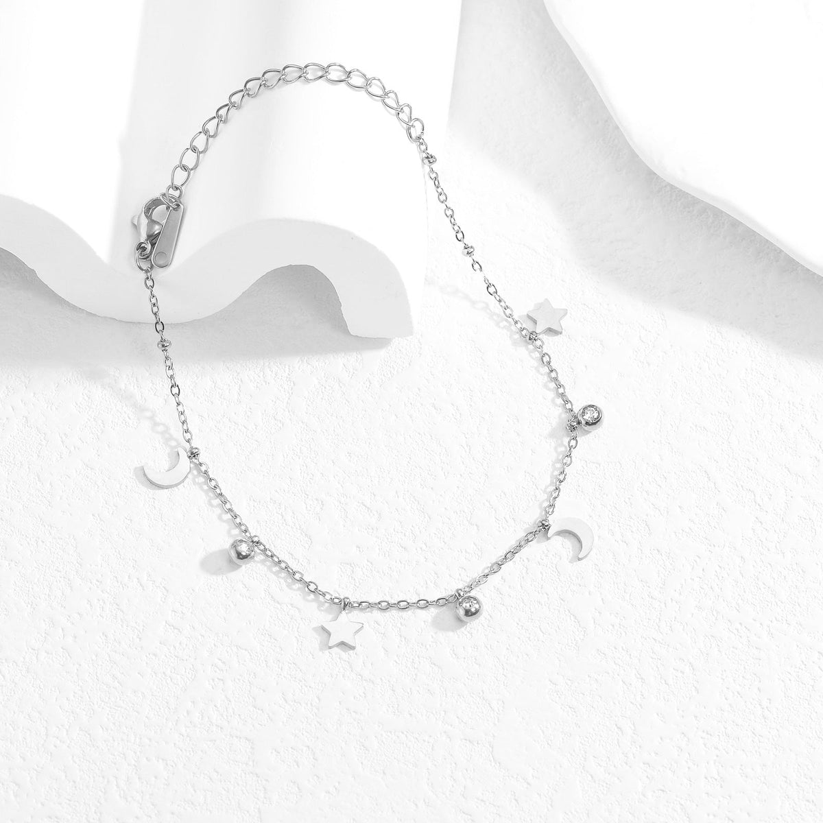 Star and Moon Adjustable Anklet — anklet, view 5