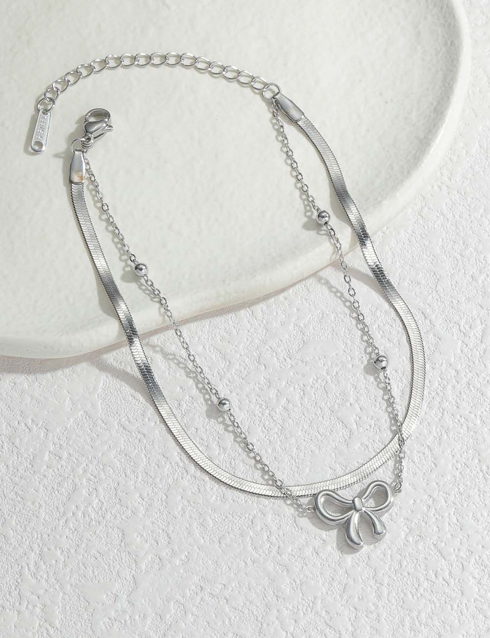 Bowknot Layered Snake Chain Anklet — anklet