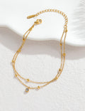 Rhinestone Layered Chain Anklet — anklet