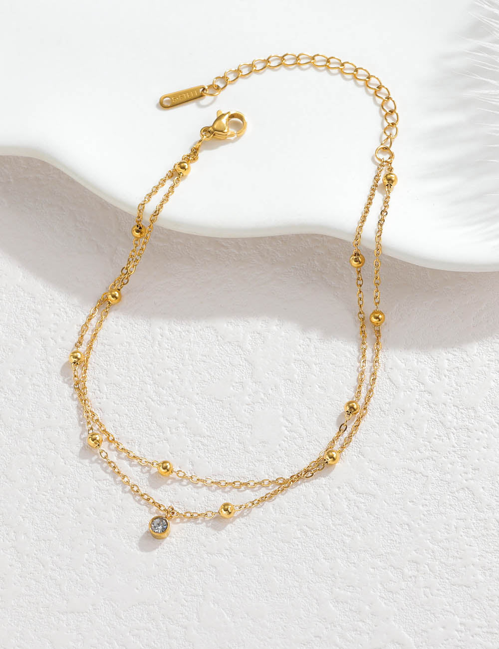 Rhinestone Layered Chain Anklet — anklet