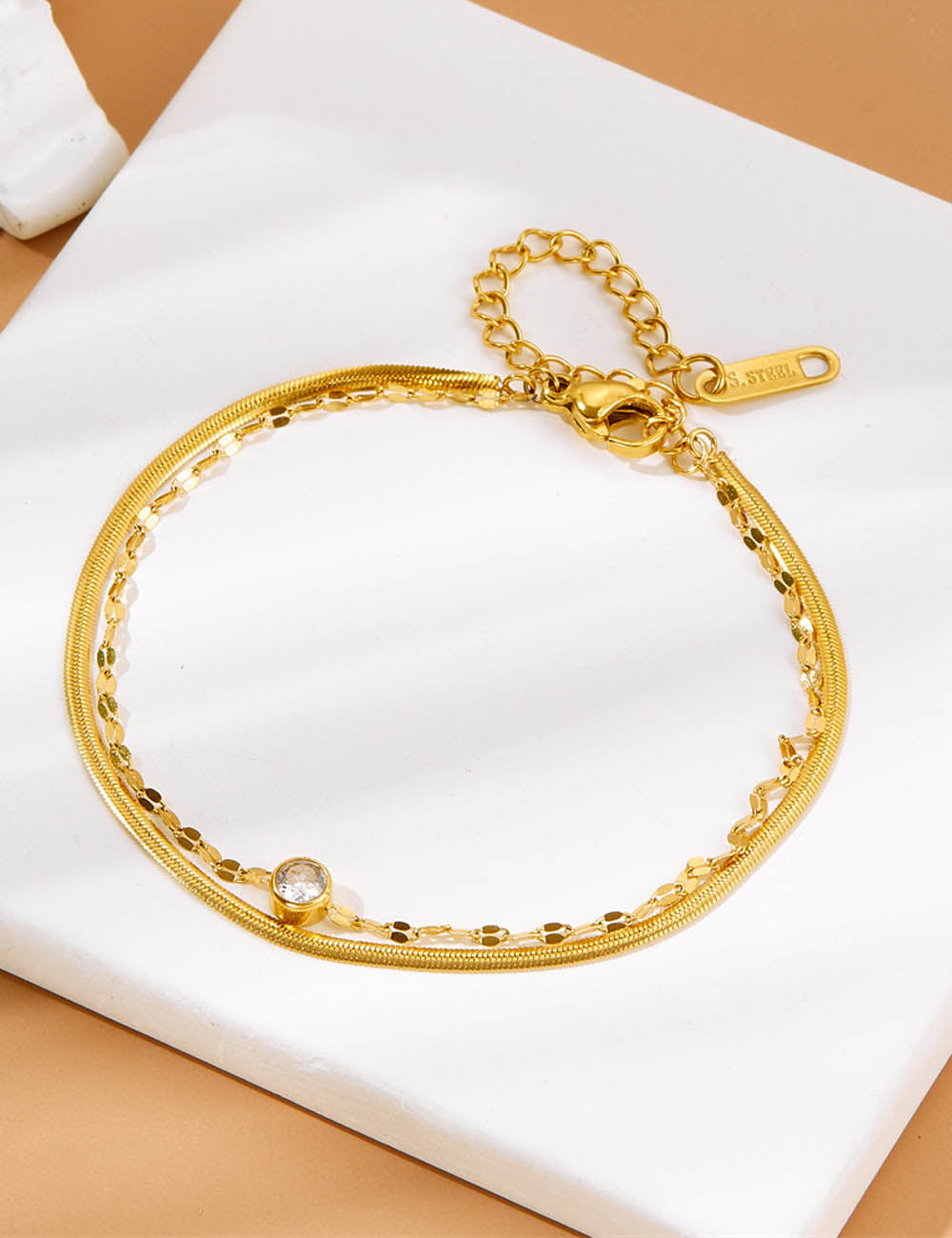 Zirconia Snake Chain Anklet — anklet