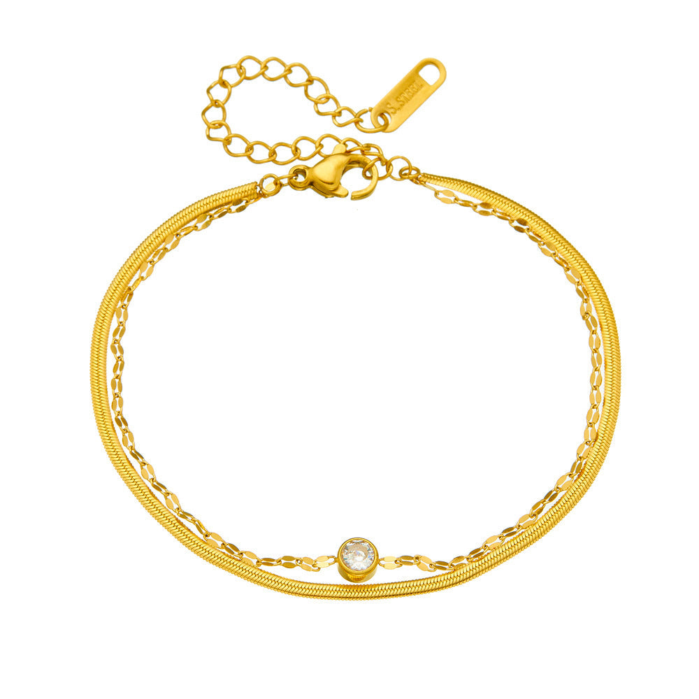 Zirconia Snake Chain Anklet — anklet, view 3