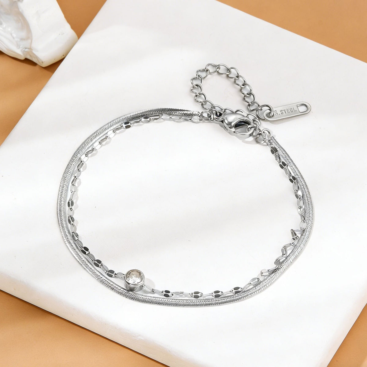 Zirconia Snake Chain Anklet — anklet, view 5