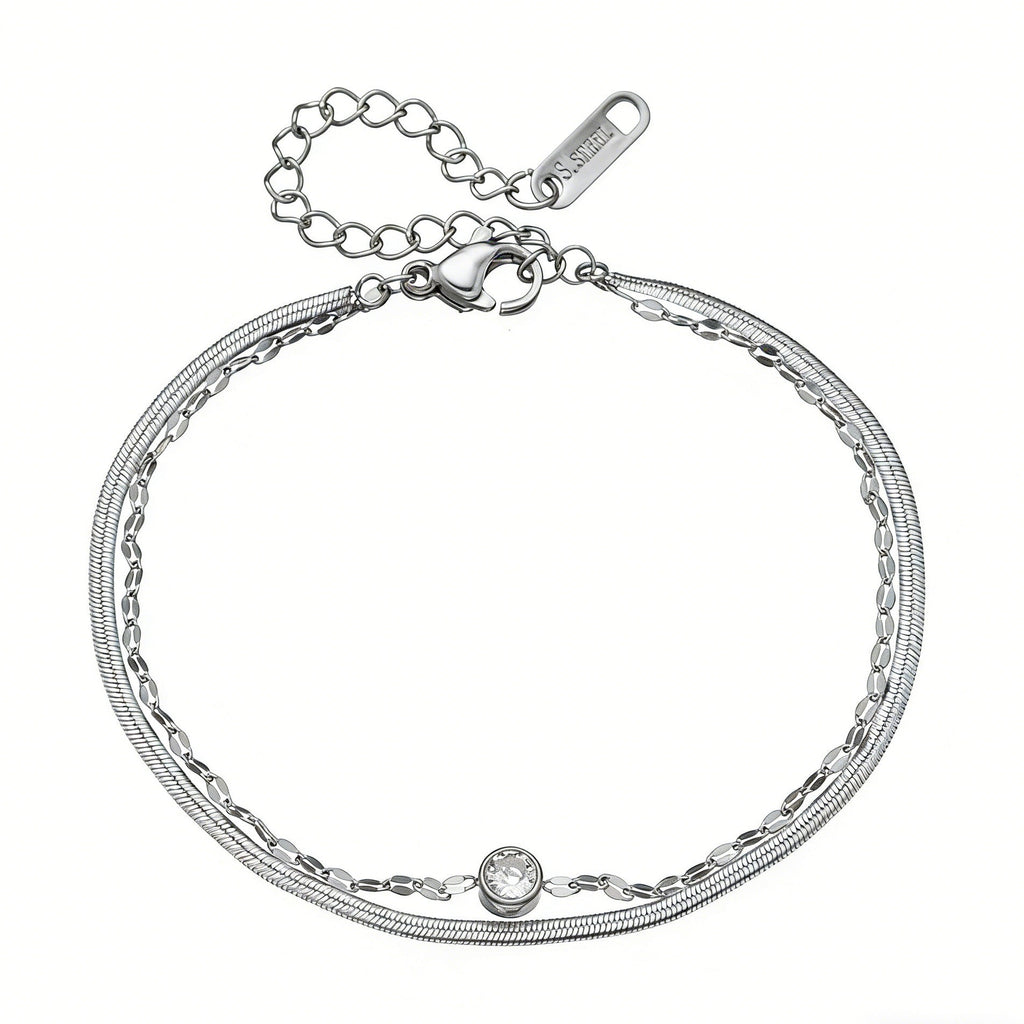 Zirconia Snake Chain Anklet — anklet, view 6