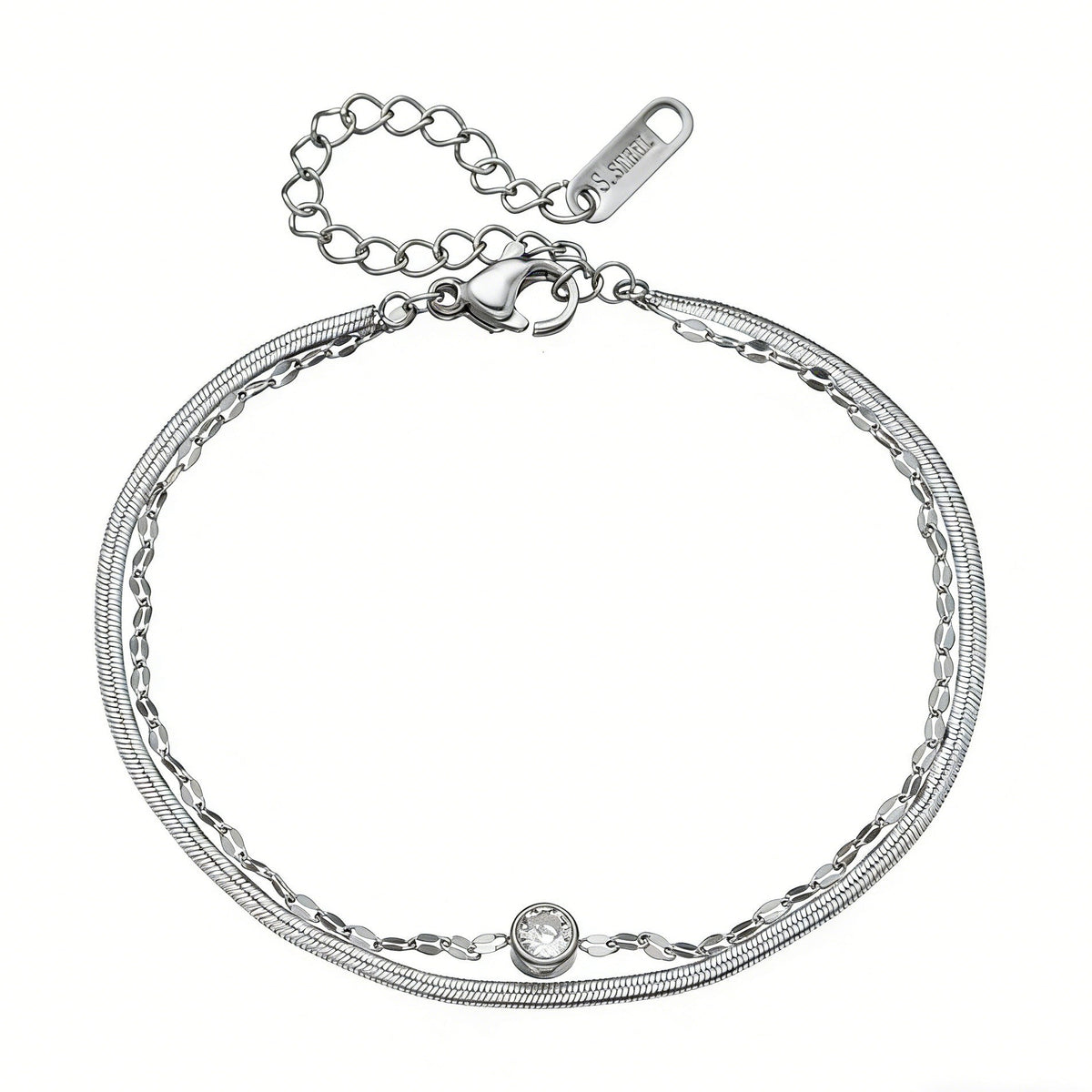 Zirconia Snake Chain Anklet — anklet, view 6