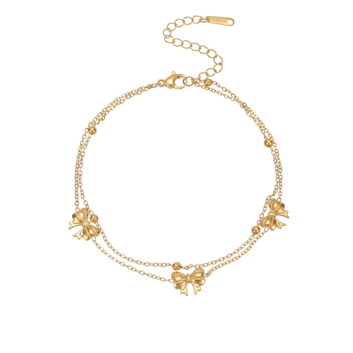 Bowknot Layered Chain Anklet — anklet, view 2