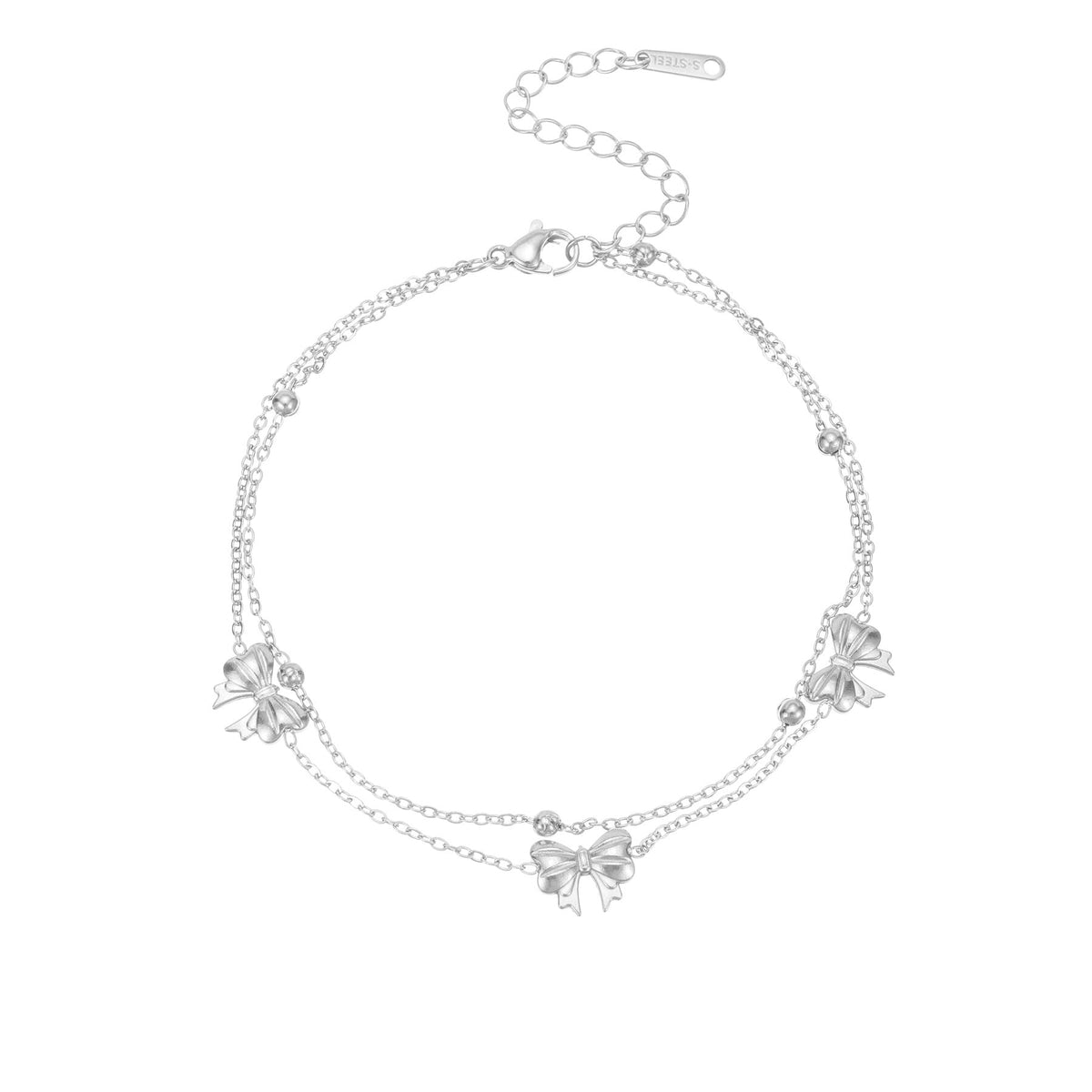 Bowknot Layered Chain Anklet — anklet, view 5