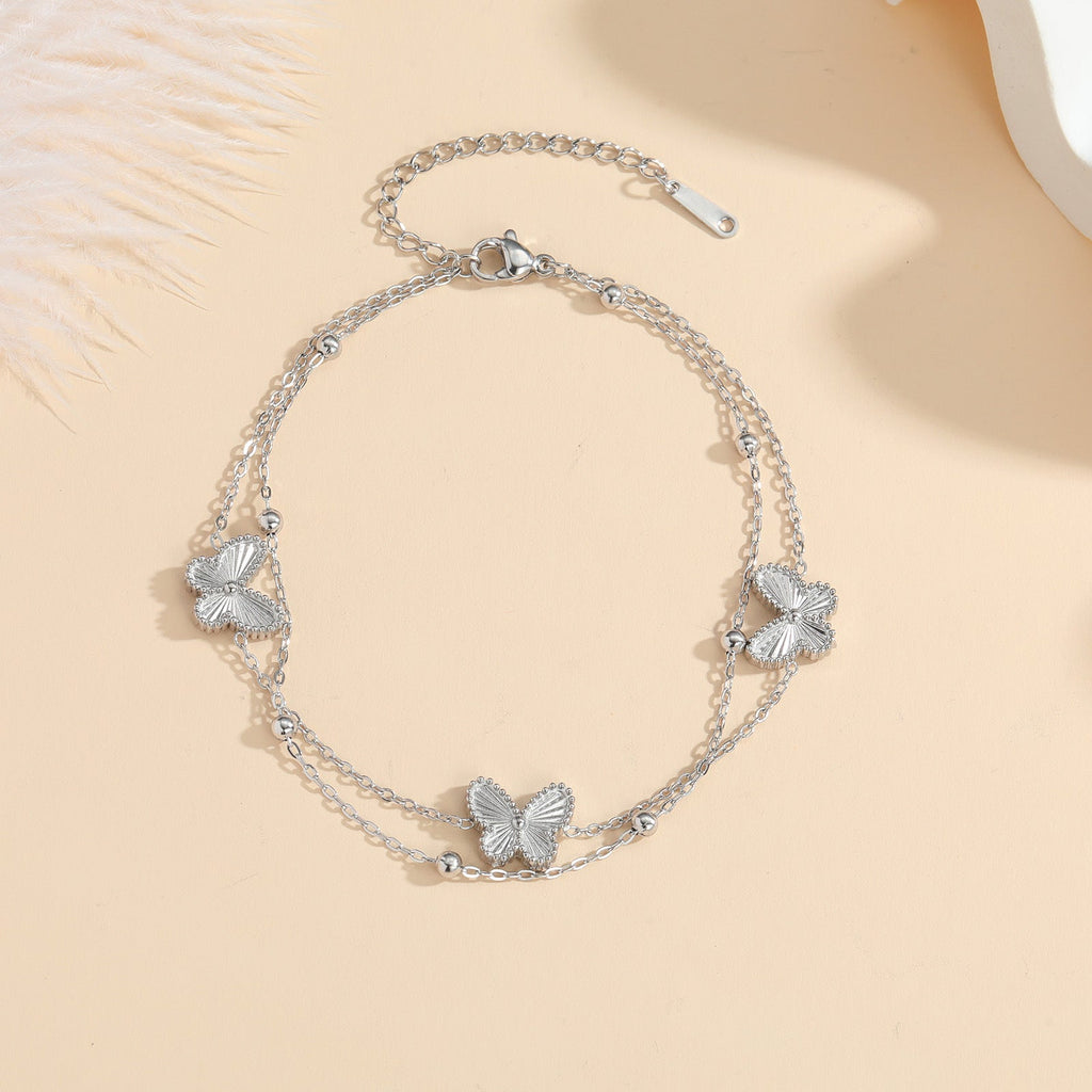 Double Layered Butterfly Anklet — anklet, view 3