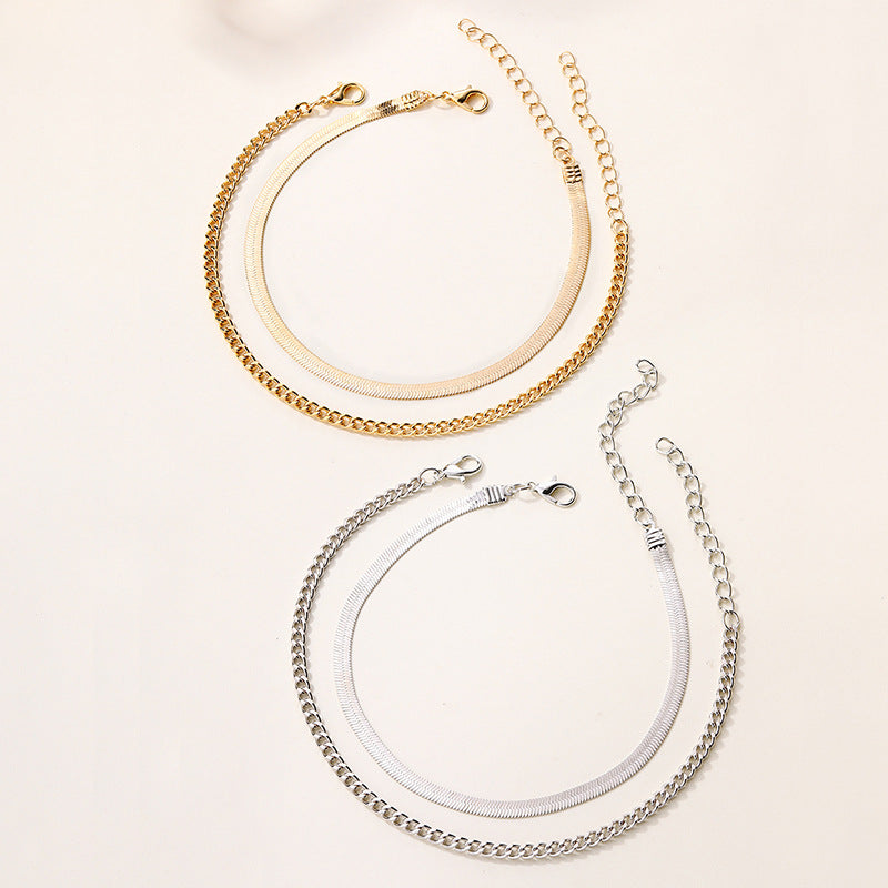 Double Layered Snake Chain Anklet — anklet, view 3