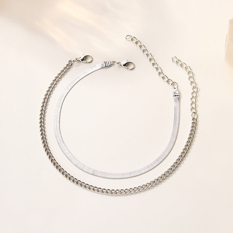 Double Layered Snake Chain Anklet — anklet, view 6