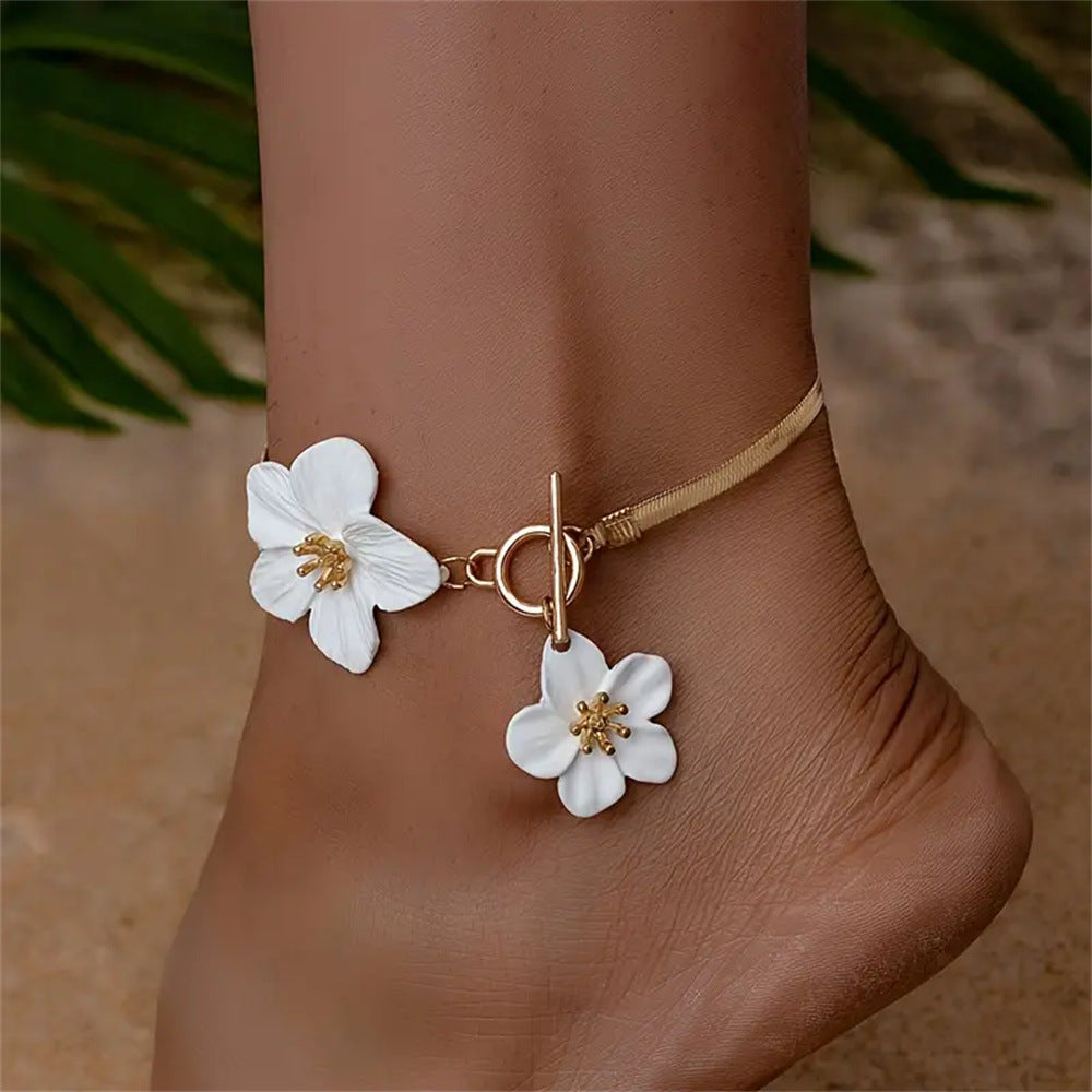 Big Flower Chain Anklet Bracelet — bracelet, view 2