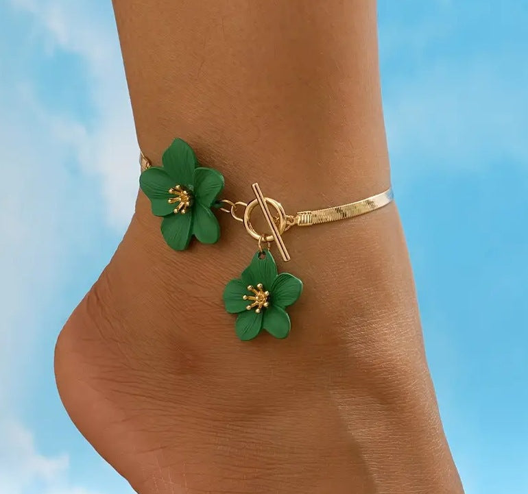 Big Flower Chain Anklet Bracelet — bracelet, view 3