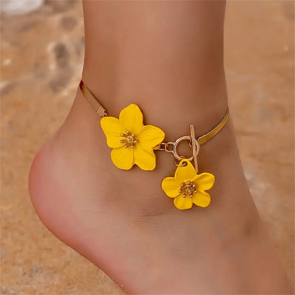 Big Flower Chain Anklet Bracelet — bracelet, view 4