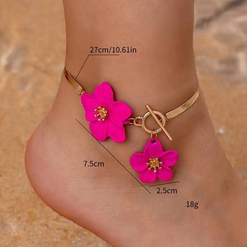 Big Flower Chain Anklet Bracelet — bracelet, view 5